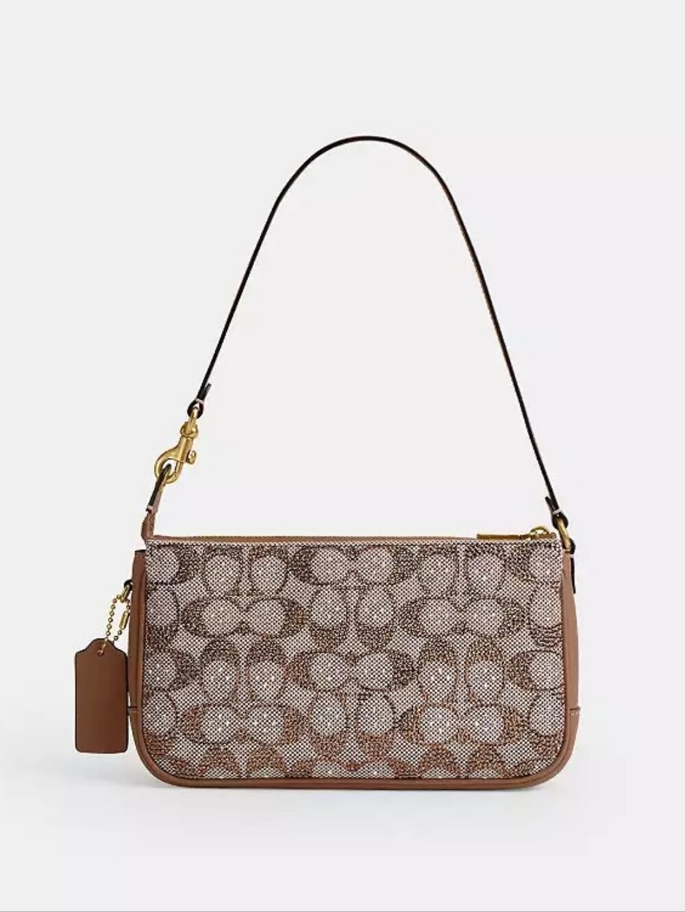 Coach Brown Signature Canvas Shoulder Bag with Gold Hardware